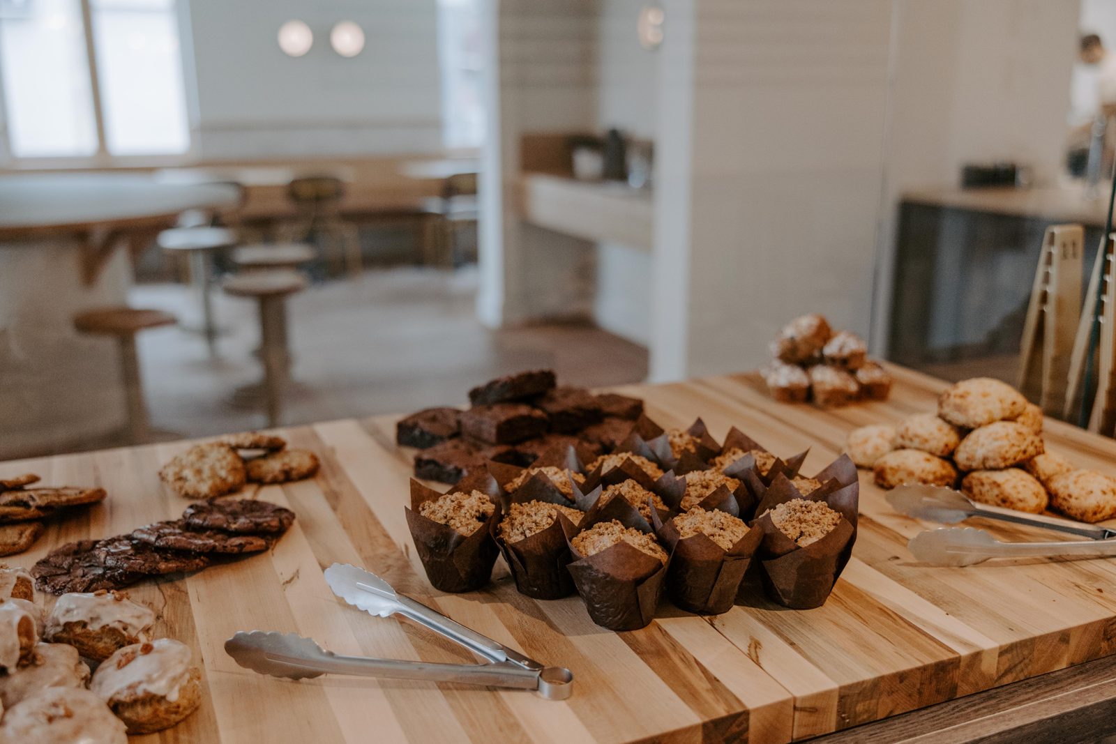 Muffins, brownies, cookies and scones fresh from the oven